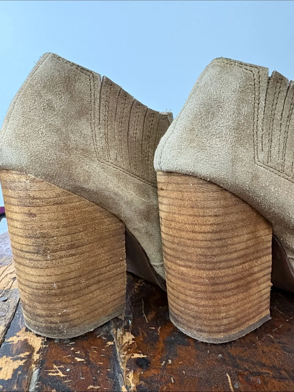 Jeffrey Campbell Yorktown Havana Last Tan Suede Stacked Heel Ankle Booties 8